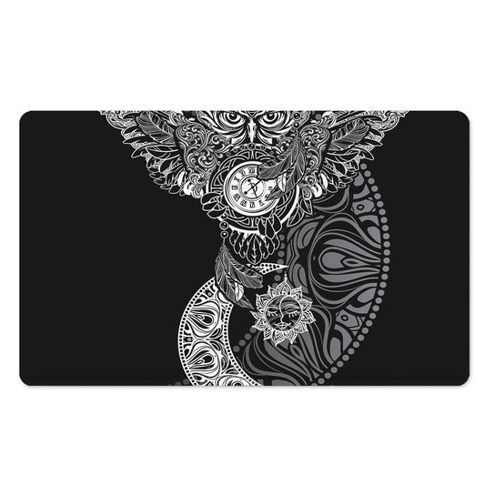 Spiritual Owl With Sun And Moon Print Polyester Doormat