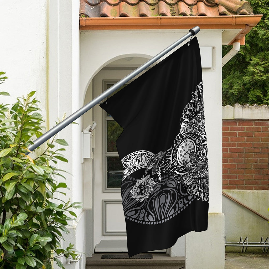 Spiritual Owl With Sun And Moon Print Polyester Flag