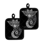Spiritual Owl With Sun And Moon Print Pot Holders