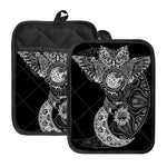 Spiritual Owl With Sun And Moon Print Pot Holders With Pocket