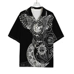 Spiritual Owl With Sun And Moon Print Rayon Hawaiian Shirt