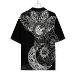 Spiritual Owl With Sun And Moon Print Rayon Hawaiian Shirt