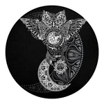 Spiritual Owl With Sun And Moon Print Round Blanket