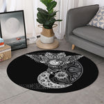Spiritual Owl With Sun And Moon Print Round Rug