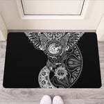 Spiritual Owl With Sun And Moon Print Rubber Doormat