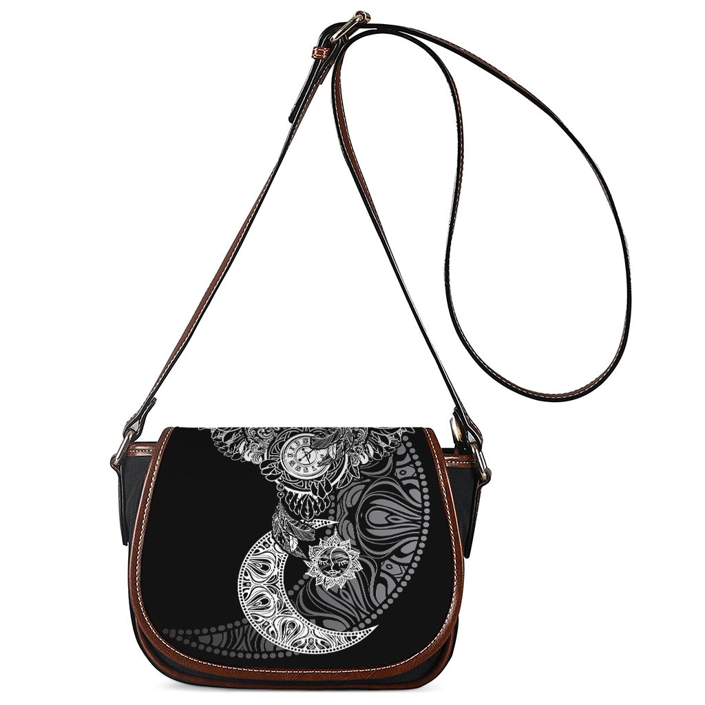 Spiritual Owl With Sun And Moon Print Saddle Bag
