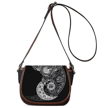 Spiritual Owl With Sun And Moon Print Saddle Bag