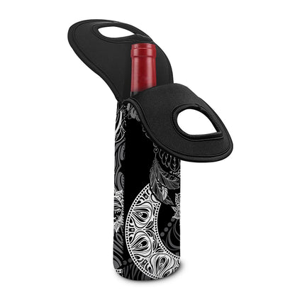 Spiritual Owl With Sun And Moon Print Single Neoprene Wine Tote