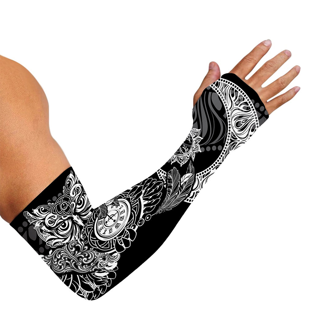 Spiritual Owl With Sun And Moon Print Sun Protection Arm Sleeves