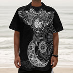 Spiritual Owl With Sun And Moon Print Textured Short Sleeve Shirt