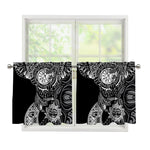 Spiritual Owl With Sun And Moon Print Tier Curtains