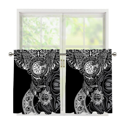 Spiritual Owl With Sun And Moon Print Tier Curtains