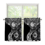 Spiritual Owl With Sun And Moon Print Tier Curtains