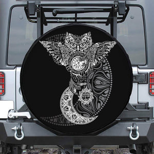 Spiritual Owl With Sun And Moon Print Tire Cover