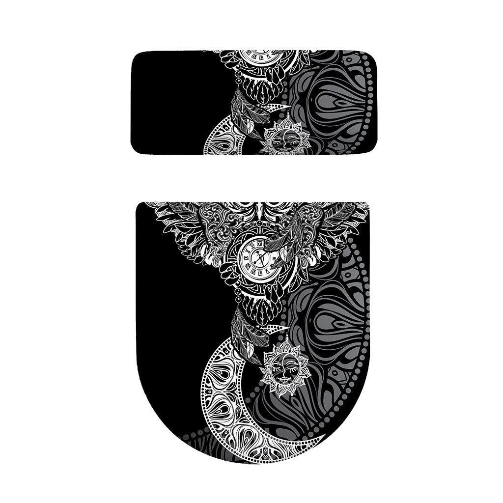 Spiritual Owl With Sun And Moon Print Toilet Lid And Tank Cover Set