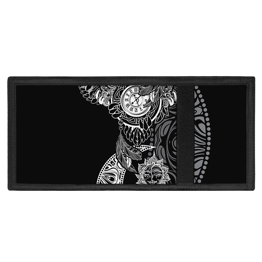Spiritual Owl With Sun And Moon Print Trifold Wallet