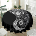 Spiritual Owl With Sun And Moon Print Waterproof Round Tablecloth