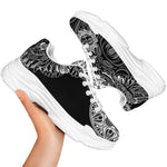 Spiritual Owl With Sun And Moon Print White Chunky Shoes