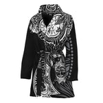 Spiritual Owl With Sun And Moon Print Women's Bathrobe