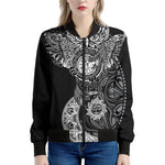 Spiritual Owl With Sun And Moon Print Women's Bomber Jacket