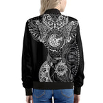 Spiritual Owl With Sun And Moon Print Women's Bomber Jacket