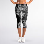 Spiritual Owl With Sun And Moon Print Women's Capri Leggings