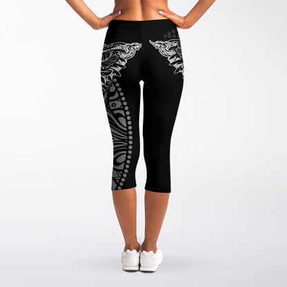 Spiritual Owl With Sun And Moon Print Women's Capri Leggings