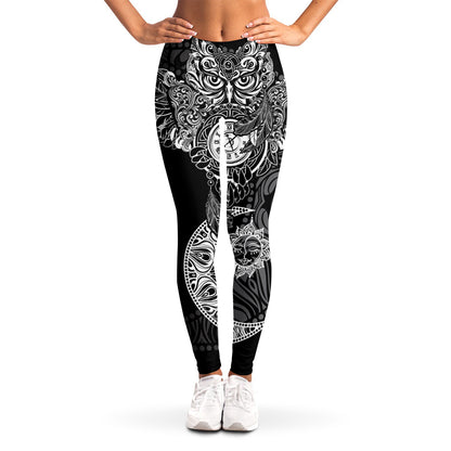 Spiritual Owl With Sun And Moon Print Women's Leggings