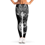 Spiritual Owl With Sun And Moon Print Women's Leggings