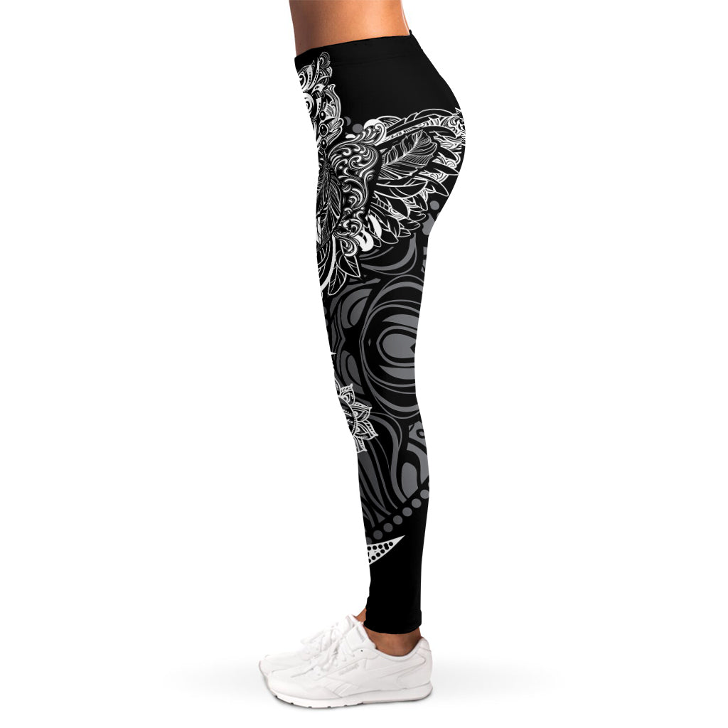 Spiritual Owl With Sun And Moon Print Women's Leggings