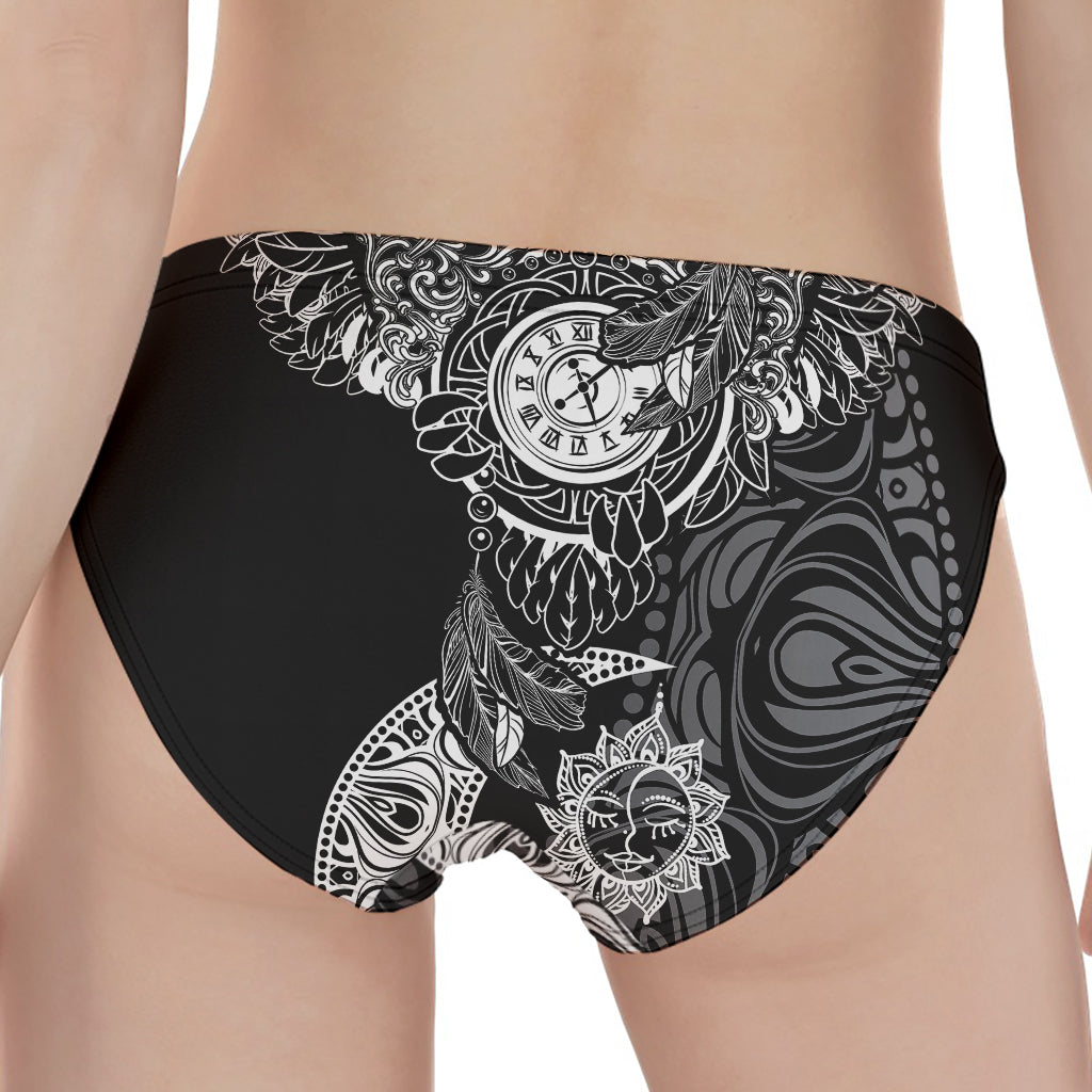 Spiritual Owl With Sun And Moon Print Women's Panties