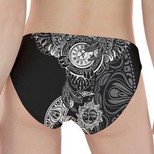 Spiritual Owl With Sun And Moon Print Women's Panties