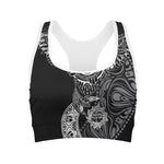 Spiritual Owl With Sun And Moon Print Women's Sports Bra