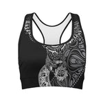 Spiritual Owl With Sun And Moon Print Women's Sports Bra