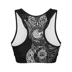 Spiritual Owl With Sun And Moon Print Women's Sports Bra