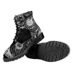 Spiritual Owl With Sun And Moon Print Work Boots