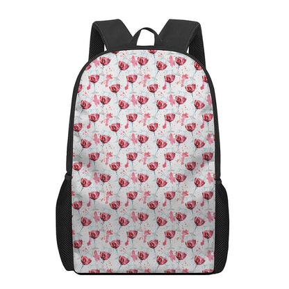 Splash Wine Pattern Print 17 Inch Backpack