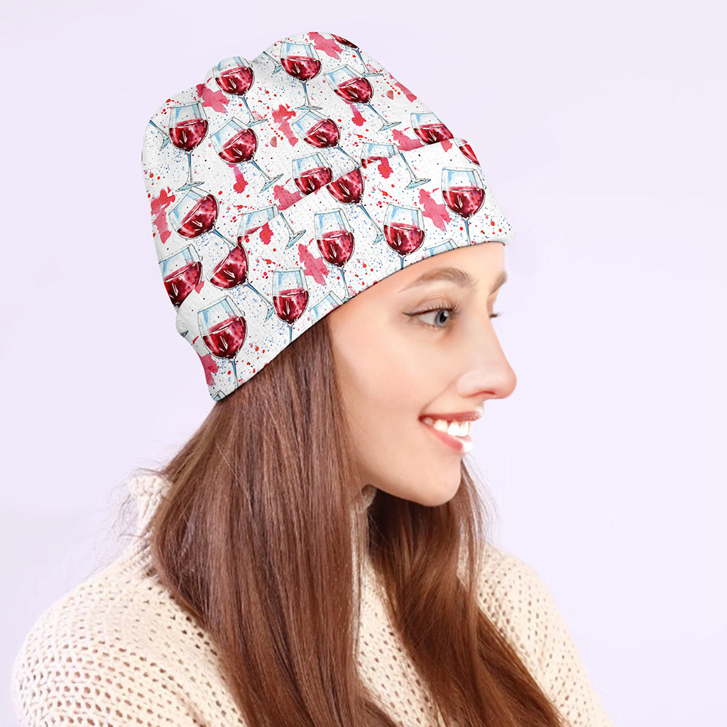 Splash Wine Pattern Print Beanie