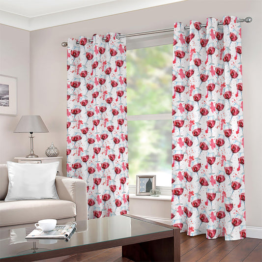 Splash Wine Pattern Print Blackout Grommet Curtains