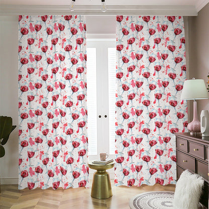Splash Wine Pattern Print Blackout Pencil Pleat Curtains