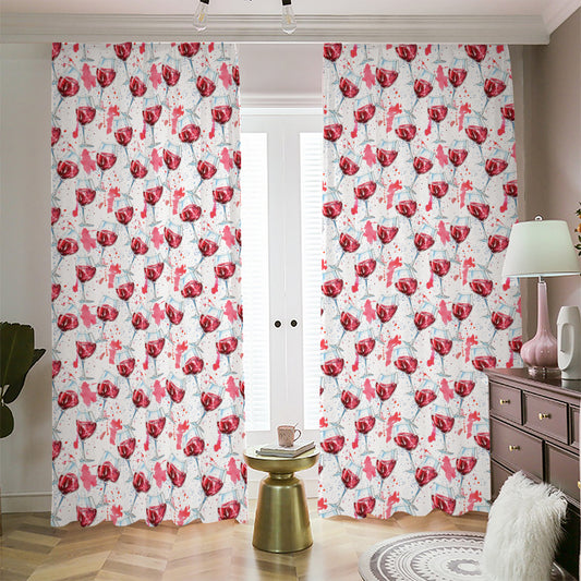 Splash Wine Pattern Print Blackout Pencil Pleat Curtains