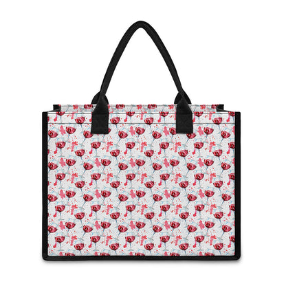 Splash Wine Pattern Print Canvas Tote Bag