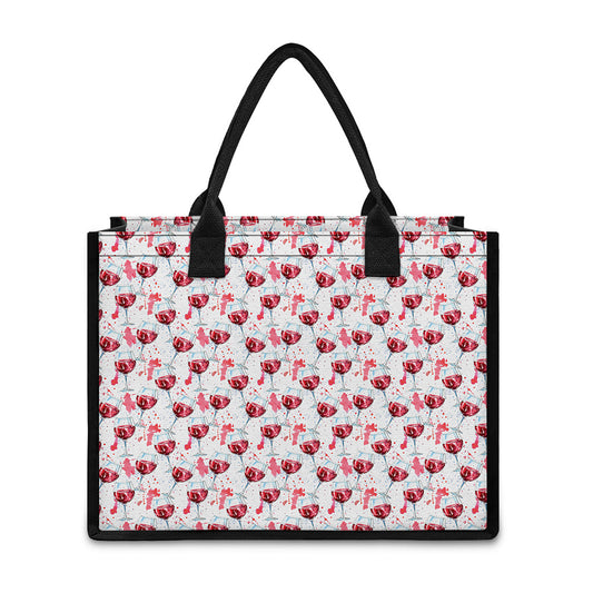 Splash Wine Pattern Print Canvas Tote Bag
