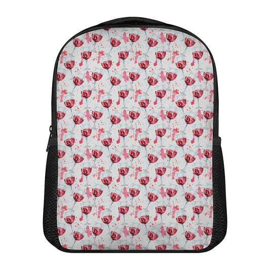 Splash Wine Pattern Print Casual Backpack