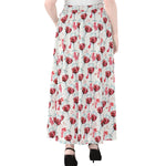 Splash Wine Pattern Print Chiffon Maxi Skirt