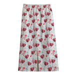 Splash Wine Pattern Print Cotton Front Slit Maxi Skirt