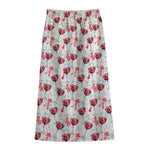 Splash Wine Pattern Print Cotton Front Slit Maxi Skirt