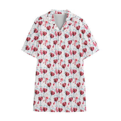 Splash Wine Pattern Print Cotton Hawaiian Shirt