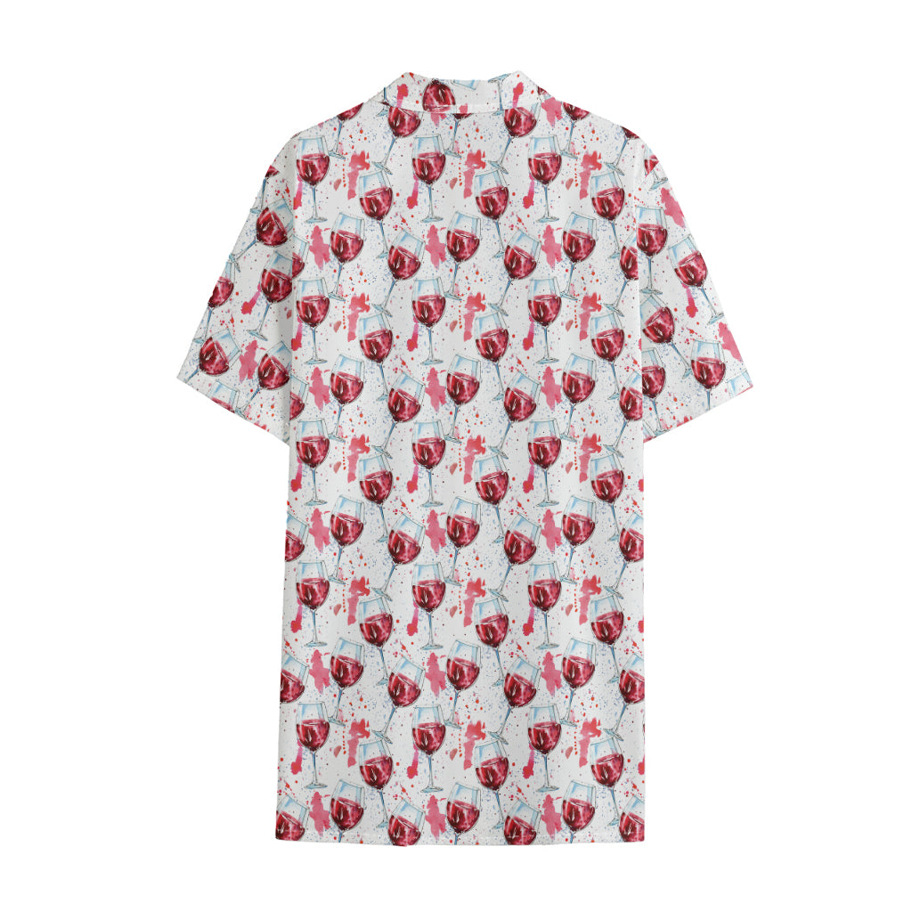 Splash Wine Pattern Print Cotton Hawaiian Shirt