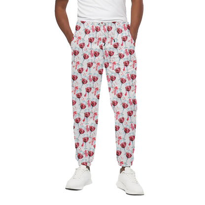 Splash Wine Pattern Print Cotton Pants